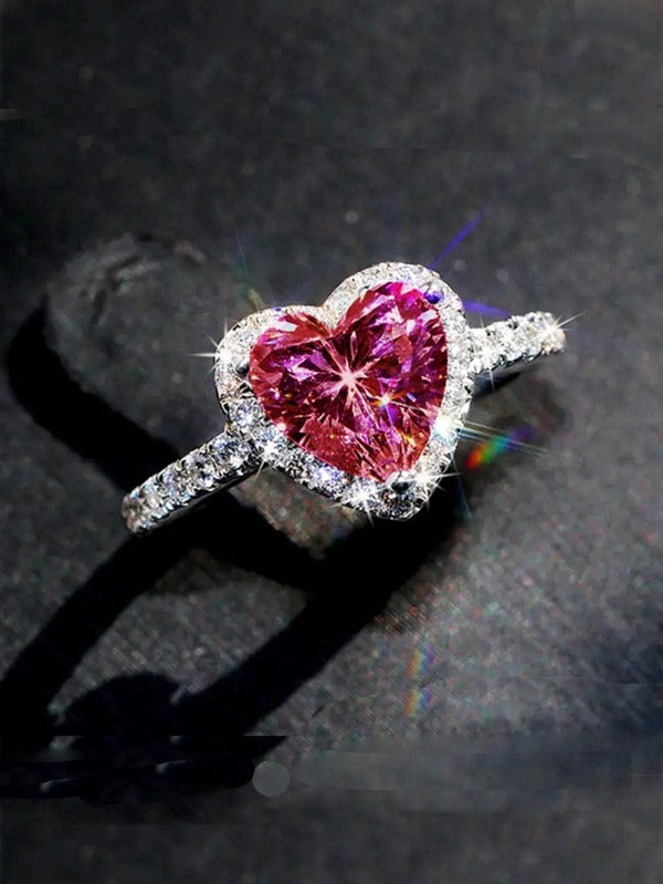 Luxury Heart-Shaped Cubic Zirconia Ring