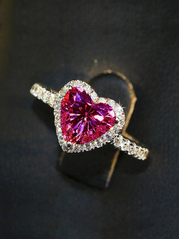 Luxury Heart-Shaped Cubic Zirconia Ring