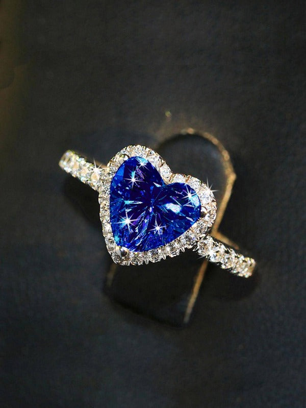 Luxury Heart-Shaped Cubic Zirconia Ring