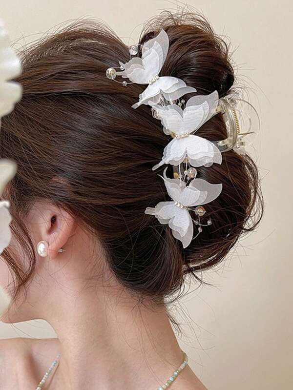 Elegant Pearl Butterfly Hair Clip