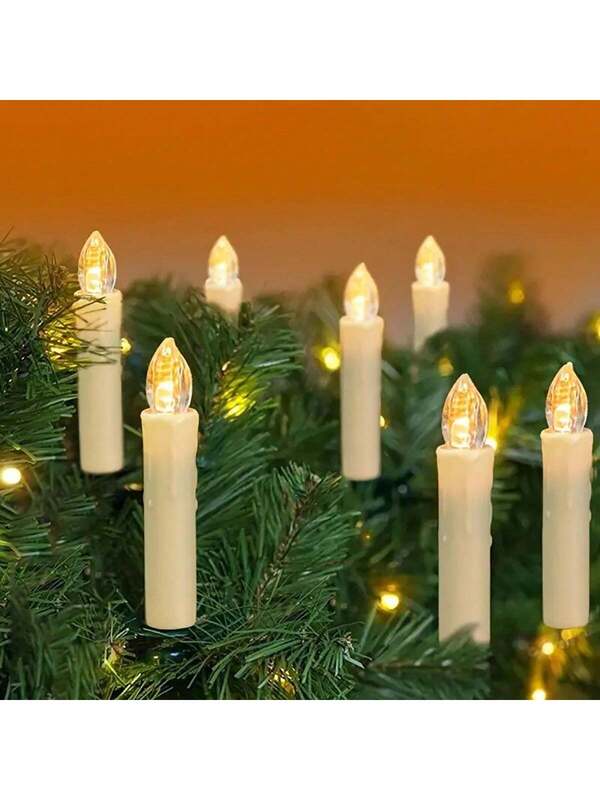 Battery-Powered LED Candle String Lights with Clips