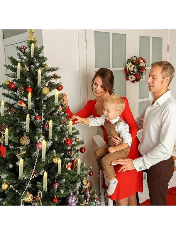 Battery-Powered LED Candle String Lights with Clips