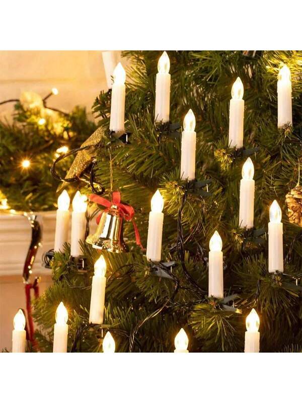 Battery-Powered LED Candle String Lights with Clips