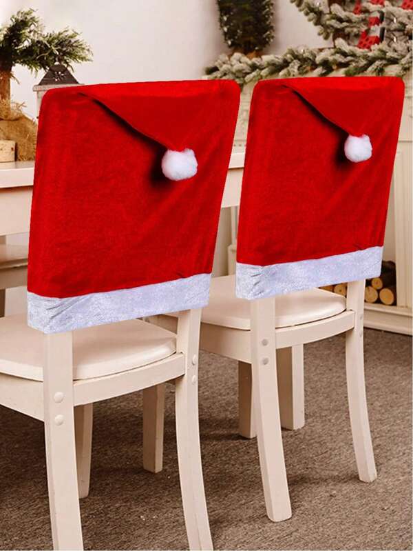 Christmas Chair Covers – Red Santa Hat Chair Back Slipcovers