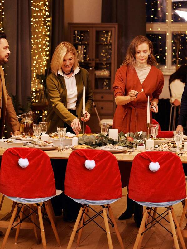 Christmas Chair Covers – Red Santa Hat Chair Back Slipcovers