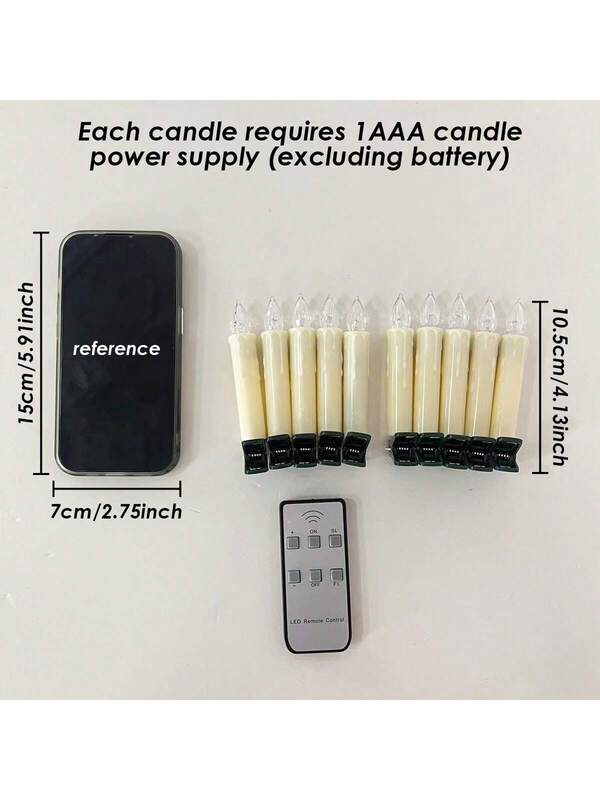 Battery-Powered LED Candle String Lights with Clips