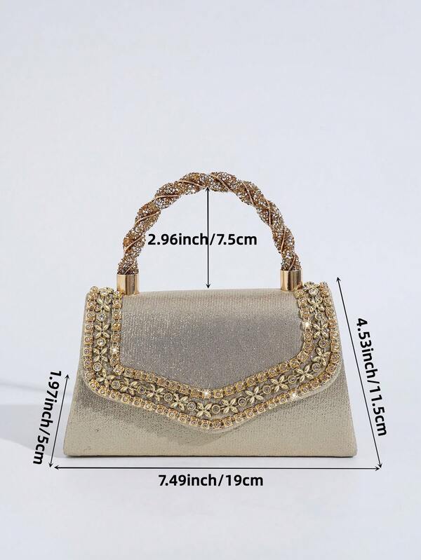 Sparkling Rhinestone Bow Clutch Bag – Elegant Mini Evening Purse with Detachable Chain Strap