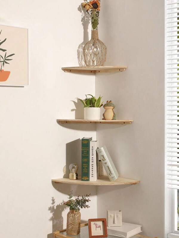 Rustic Wood Corner Wall Shelf