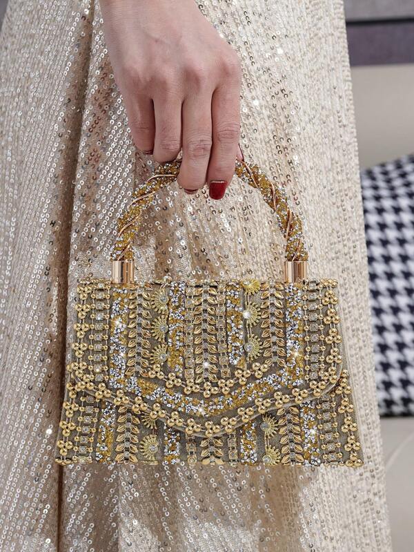 Sparkling Rhinestone Bow Clutch Bag – Elegant Mini Evening Purse with Detachable Chain Strap