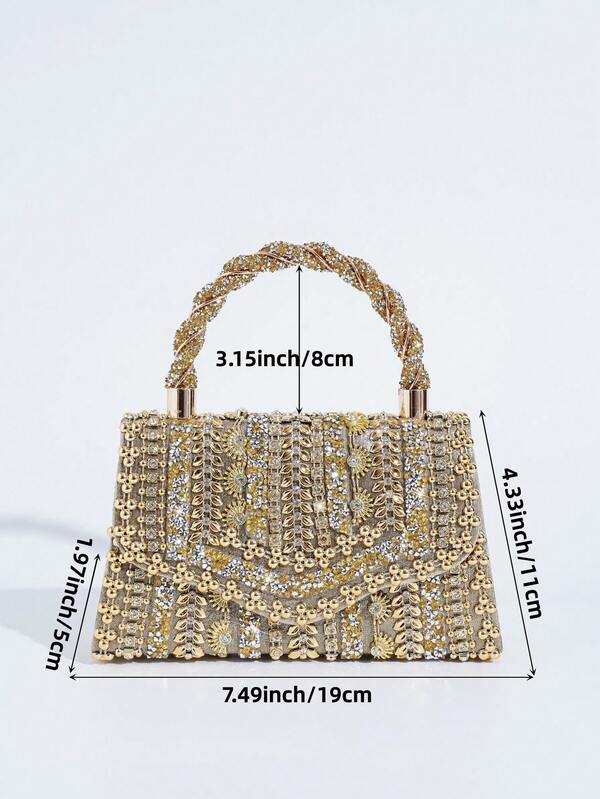 Sparkling Rhinestone Bow Clutch Bag – Elegant Mini Evening Purse with Detachable Chain Strap