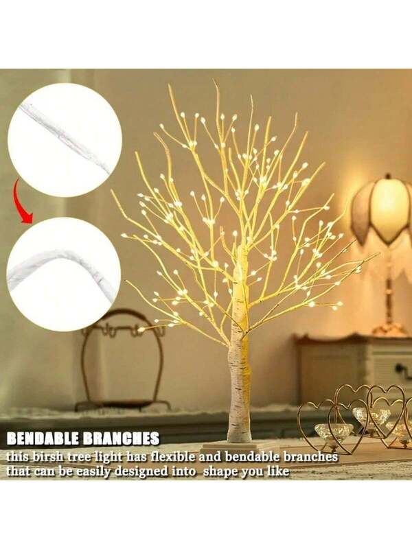 144-LED Birch Tree Light – Warm White, USB & Battery Powered