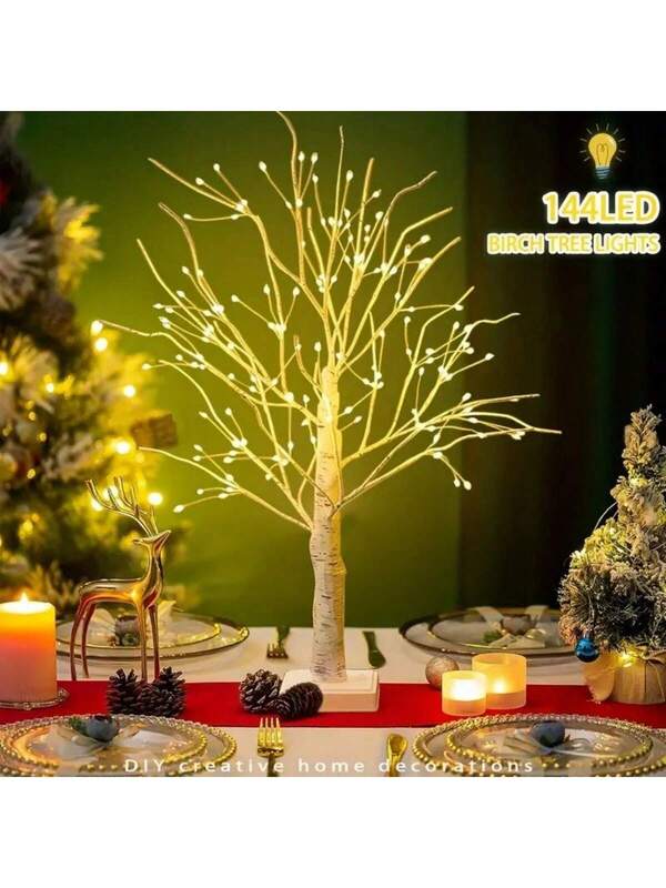 144-LED Birch Tree Light – Warm White, USB & Battery Powered