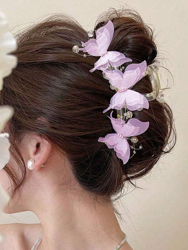 Elegant Pearl Butterfly Hair Clip