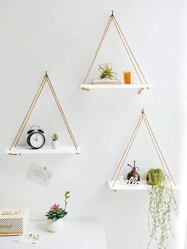 Wooden Storage Rack Flower Pot Rack Rustic Style Floating Shelves