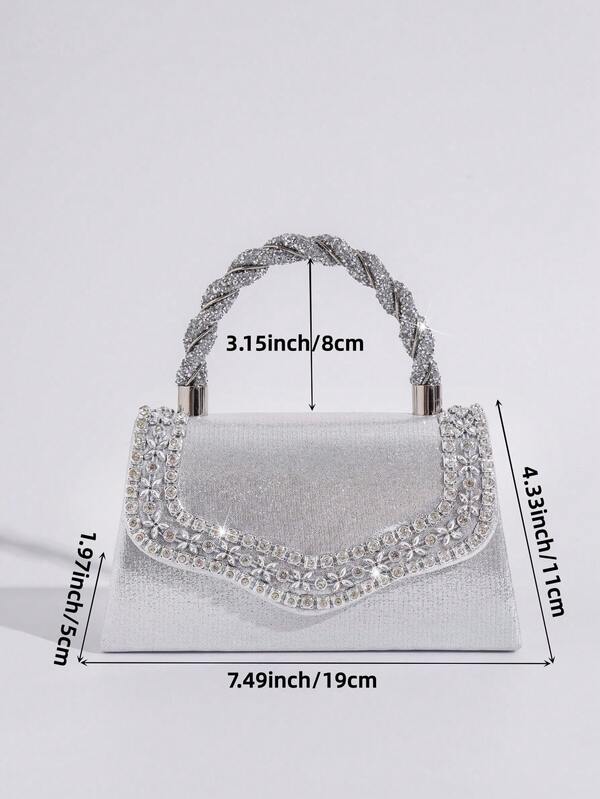 Sparkling Rhinestone Bow Clutch Bag – Elegant Mini Evening Purse with Detachable Chain Strap