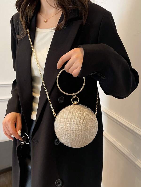 Elegant Sparkling Round Clutch Bag
