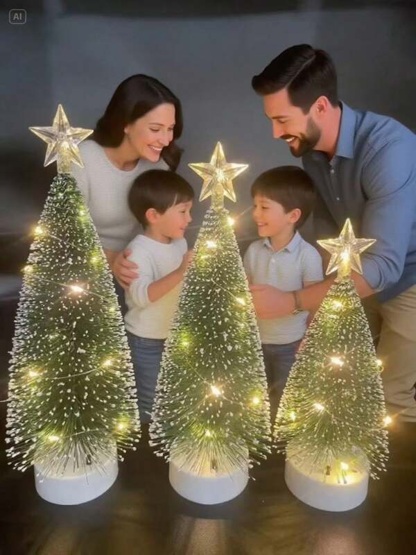 3-Piece LED Christmas Tree Set – Realistic Fir Design
