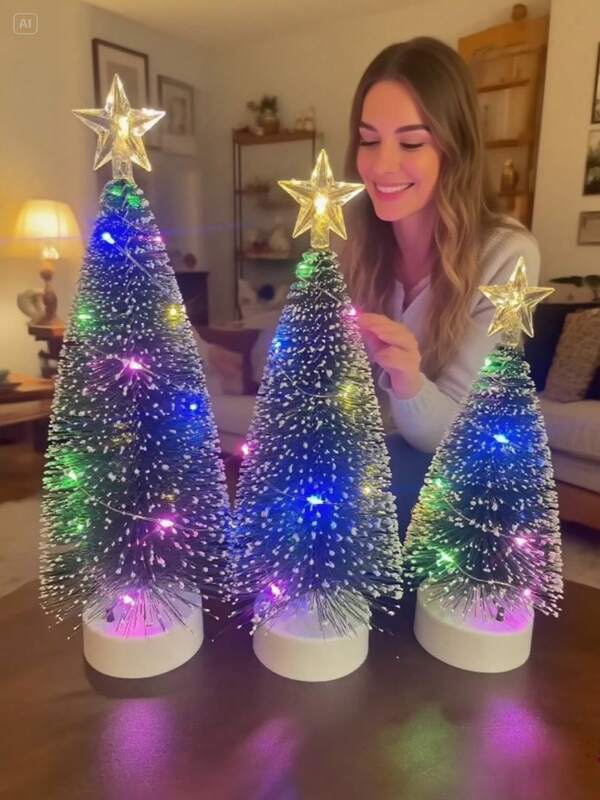 3-Piece LED Christmas Tree Set – Realistic Fir Design