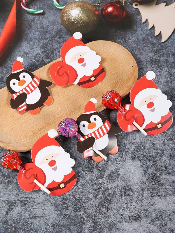 48PCS Christmas Lollipop Holder Cards – Santa, Snowman & Tree Gift Decor Set