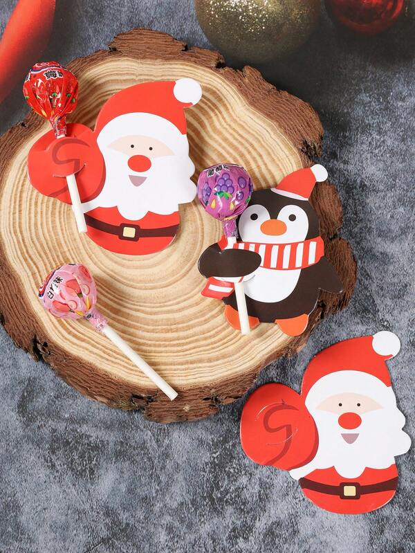 48PCS Christmas Lollipop Holder Cards – Santa, Snowman & Tree Gift Decor Set