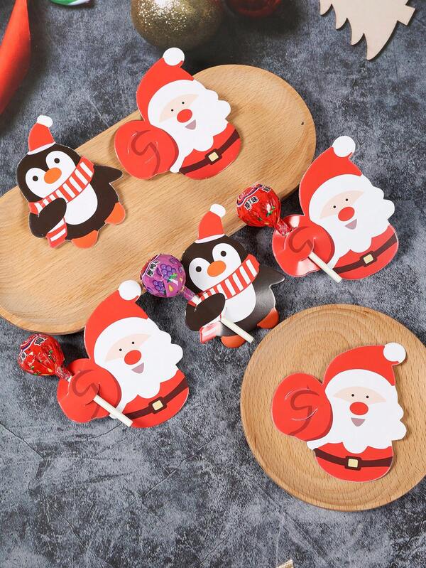 48PCS Christmas Lollipop Holder Cards – Santa, Snowman & Tree Gift Decor Set