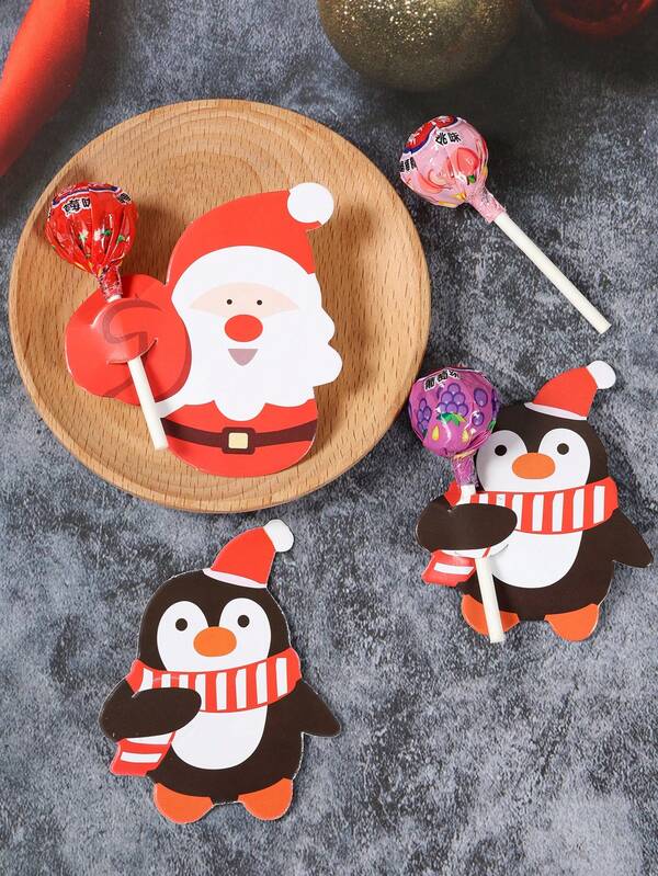 48PCS Christmas Lollipop Holder Cards – Santa, Snowman & Tree Gift Decor Set