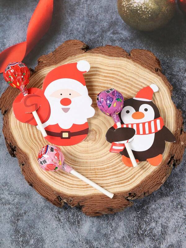 48PCS Christmas Lollipop Holder Cards – Santa, Snowman & Tree Gift Decor Set