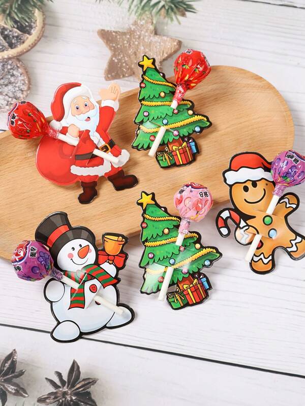 48PCS Christmas Lollipop Holder Cards – Santa, Snowman & Tree Gift Decor Set