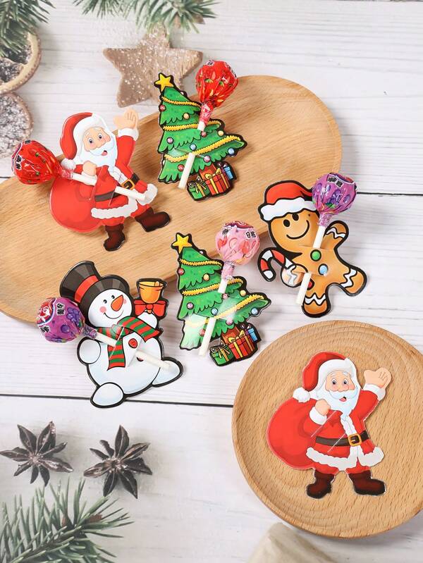 48PCS Christmas Lollipop Holder Cards – Santa, Snowman & Tree Gift Decor Set