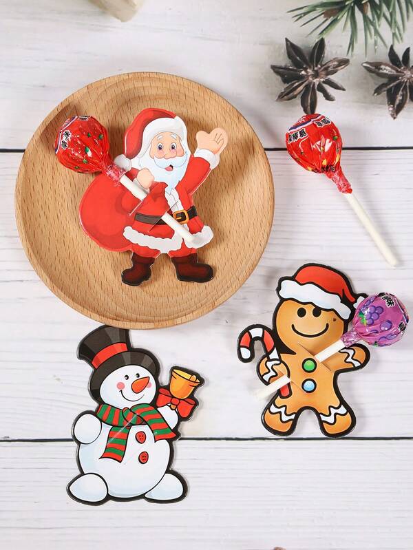 48PCS Christmas Lollipop Holder Cards – Santa, Snowman & Tree Gift Decor Set