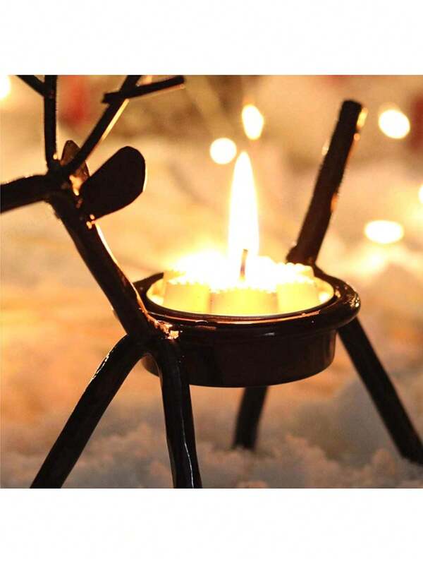 2PCS Reindeer Candle Holders – Christmas Iron Tabletop Decorations