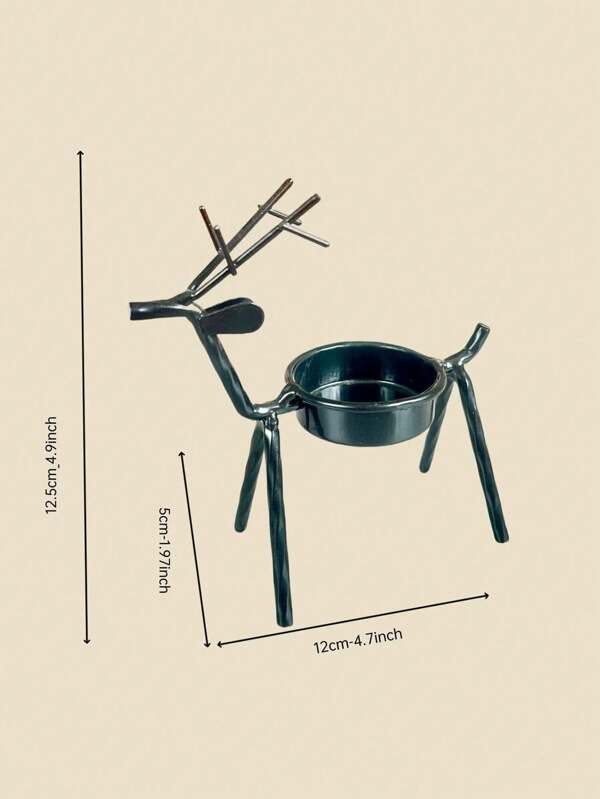 2PCS Reindeer Candle Holders – Christmas Iron Tabletop Decorations