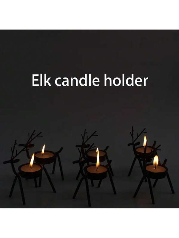 2PCS Reindeer Candle Holders – Christmas Iron Tabletop Decorations