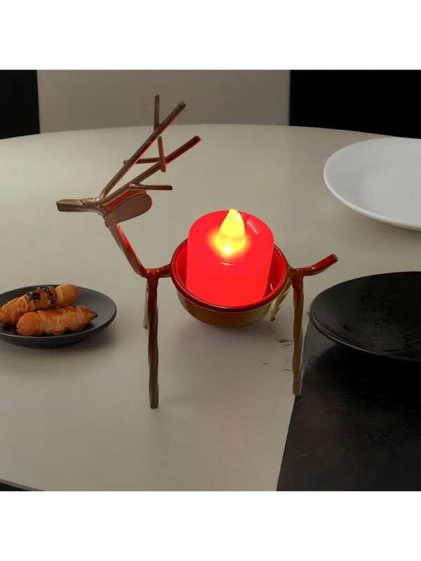 2PCS Reindeer Candle Holders – Christmas Iron Tabletop Decorations