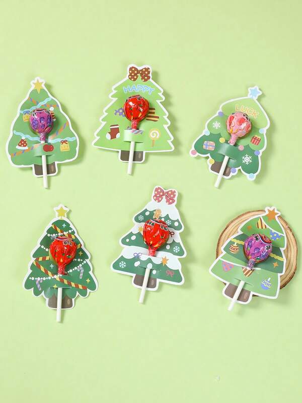 48PCS Christmas Lollipop Holder Cards – Santa, Snowman & Tree Gift Decor Set