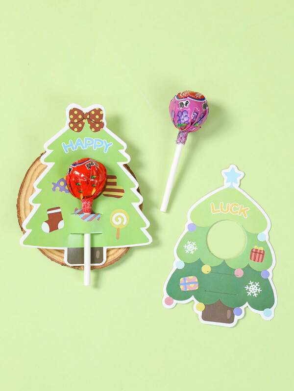 48PCS Christmas Lollipop Holder Cards – Santa, Snowman & Tree Gift Decor Set