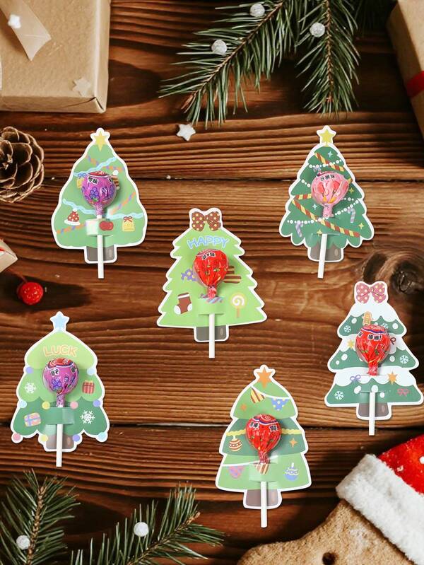 48PCS Christmas Lollipop Holder Cards – Santa, Snowman & Tree Gift Decor Set