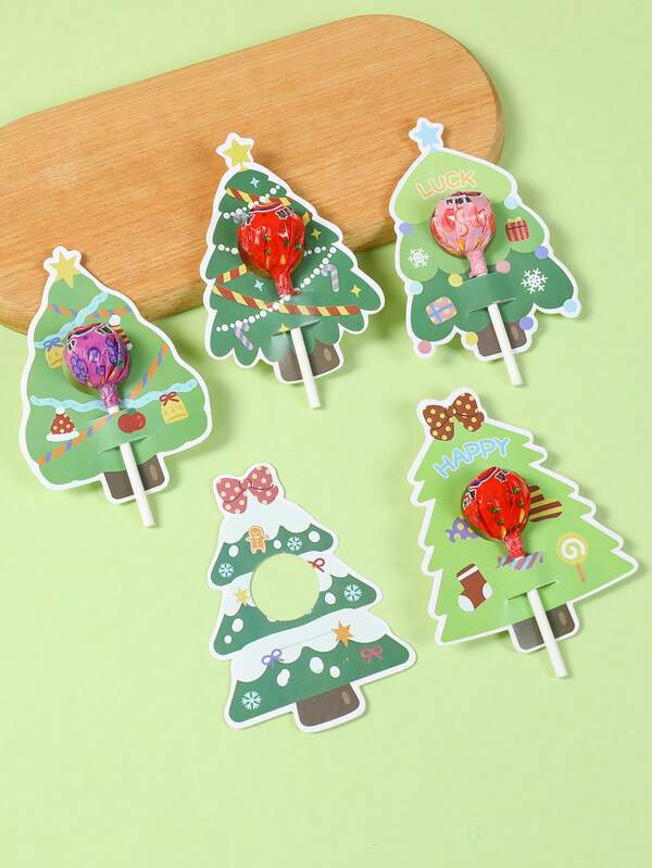48PCS Christmas Lollipop Holder Cards – Santa, Snowman & Tree Gift Decor Set