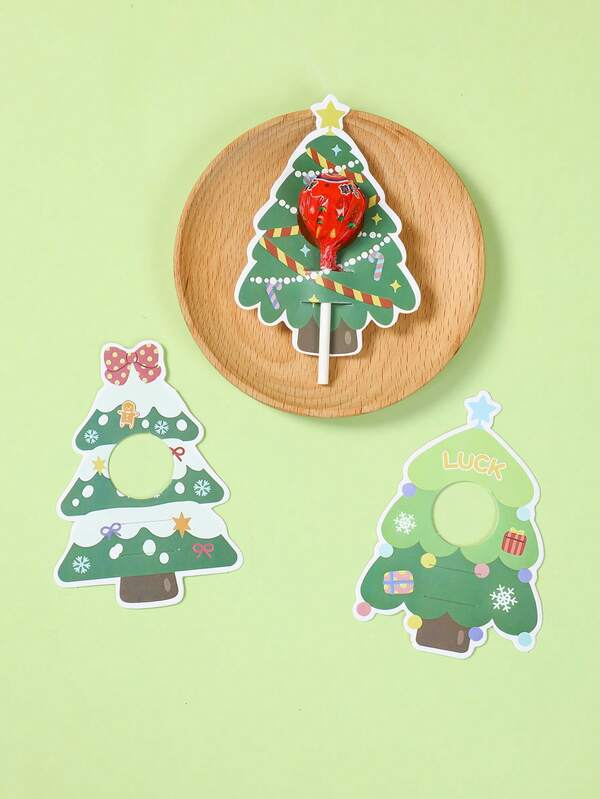 48PCS Christmas Lollipop Holder Cards – Santa, Snowman & Tree Gift Decor Set