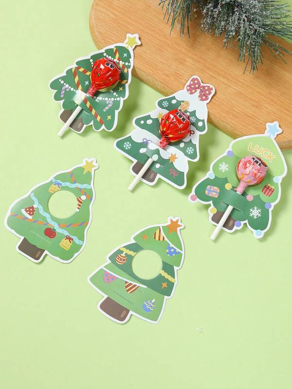 48PCS Christmas Lollipop Holder Cards – Santa, Snowman & Tree Gift Decor Set