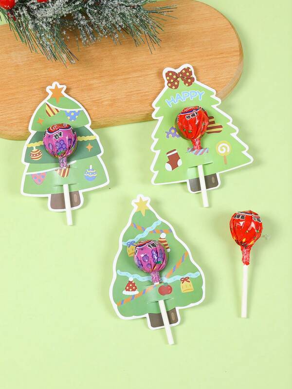 48PCS Christmas Lollipop Holder Cards – Santa, Snowman & Tree Gift Decor Set