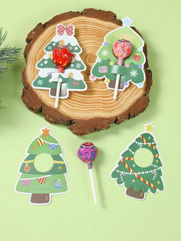 48PCS Christmas Lollipop Holder Cards – Santa, Snowman & Tree Gift Decor Set