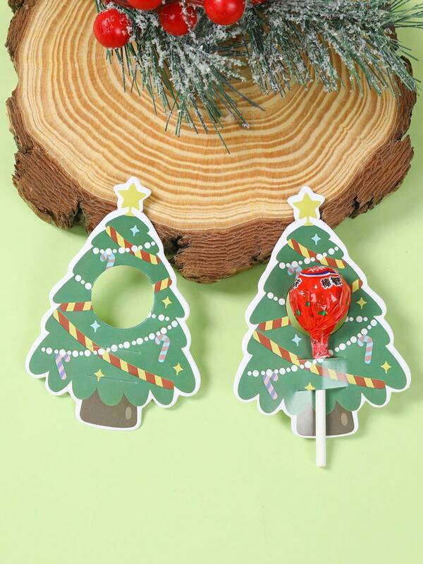 48PCS Christmas Lollipop Holder Cards – Santa, Snowman & Tree Gift Decor Set