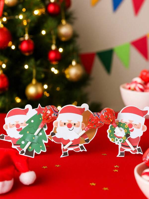 48PCS Christmas Lollipop Holder Cards – Santa, Snowman & Tree Gift Decor Set