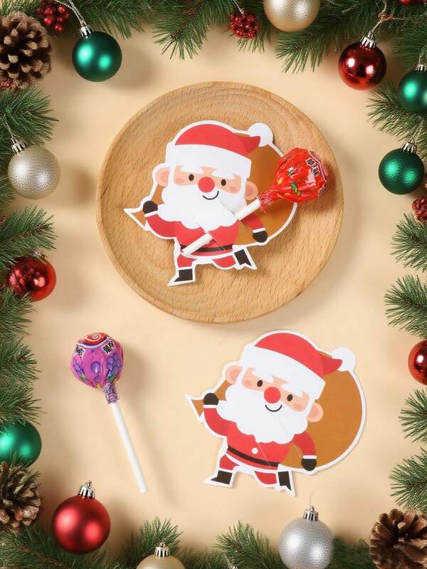 48PCS Christmas Lollipop Holder Cards – Santa, Snowman & Tree Gift Decor Set