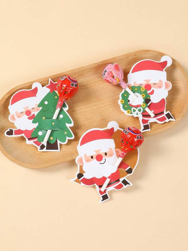 48PCS Christmas Lollipop Holder Cards – Santa, Snowman & Tree Gift Decor Set