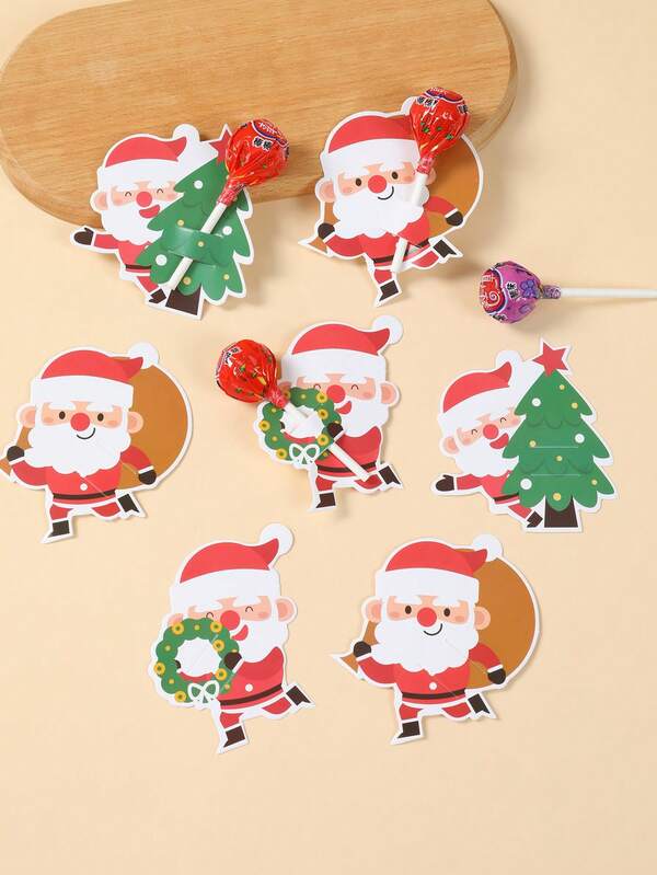 48PCS Christmas Lollipop Holder Cards – Santa, Snowman & Tree Gift Decor Set