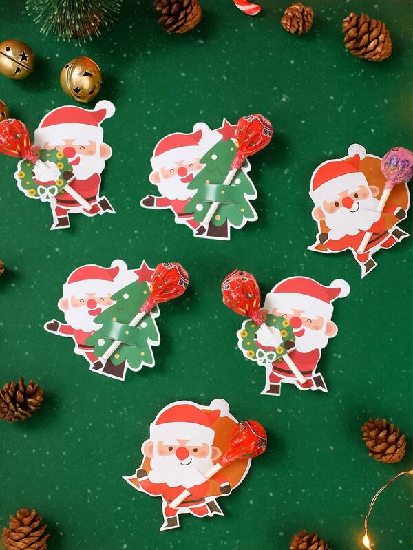 48PCS Christmas Lollipop Holder Cards – Santa, Snowman & Tree Gift Decor Set