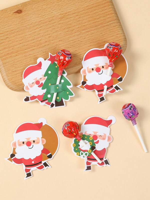 48PCS Christmas Lollipop Holder Cards – Santa, Snowman & Tree Gift Decor Set