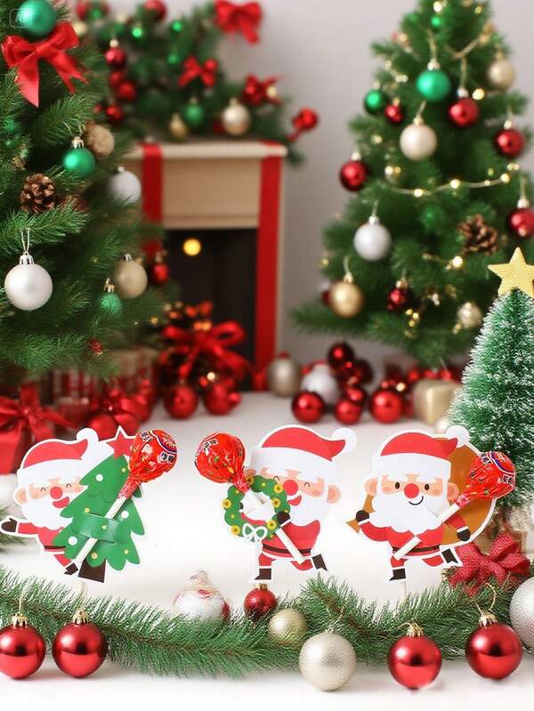 48PCS Christmas Lollipop Holder Cards – Santa, Snowman & Tree Gift Decor Set